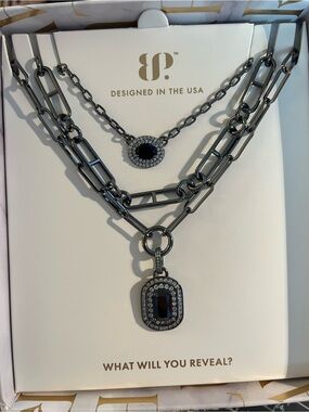 Bomb Party Luxe Layers hematite Necklace set